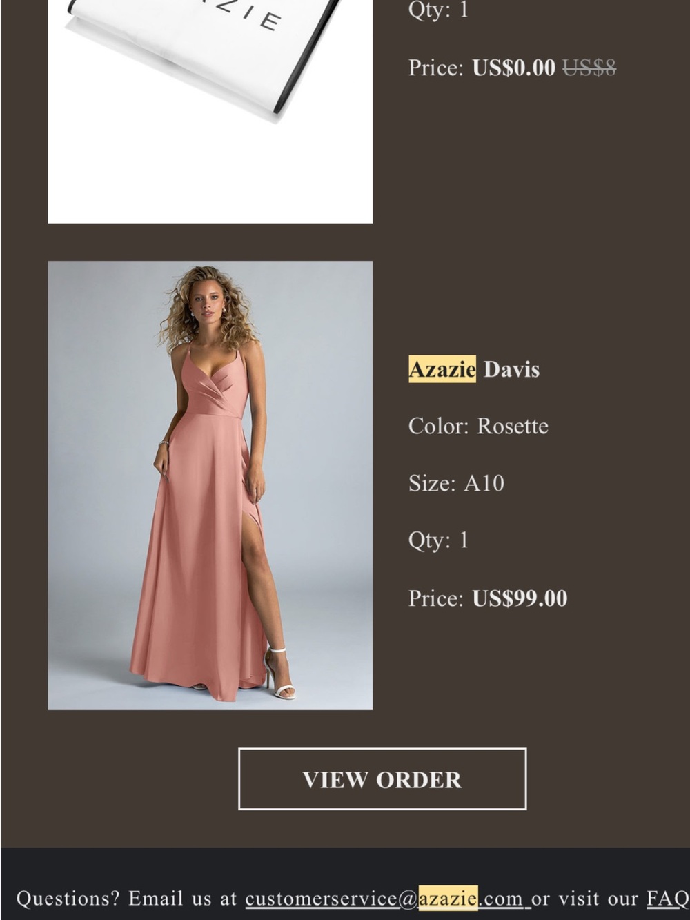 Azazie Davis Rosette in stretch satin size 10